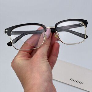 Gucci GG1448O 001 BRAND NEW Eyeglasses Gold Rectangle Unisex